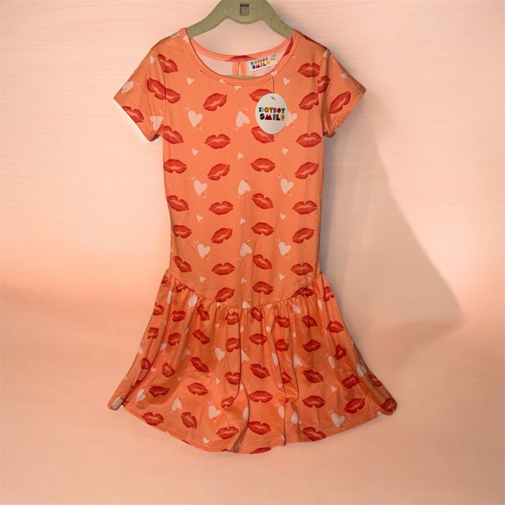 Valentine’s Day Lips and Heart Print Dress | NWT size 5-6 years